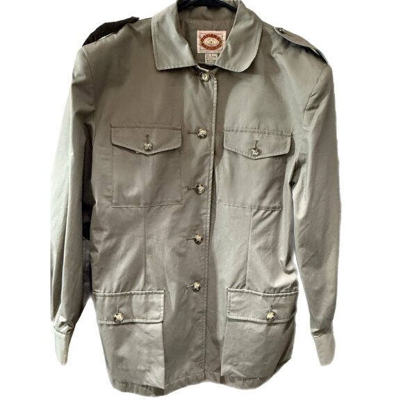 Banana Republic 80s Women’s Large Safari Jacket Field Coat Army Green Vintage